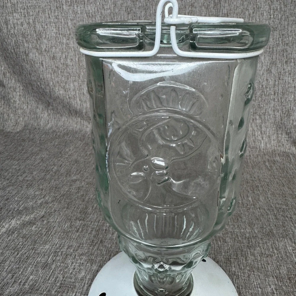 Vintage Sun Moon Celestial Glass HummingBird Feeder Hanging Whimsical